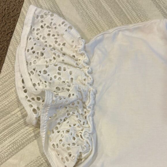 ALL SAINTS Women’s White Short Sleeve with Ruffle Sleeves Tee - Size S - Picture 3 of 5